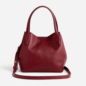 Madewell Mini Shopper Leather Tote Bag in Deep Merlot
